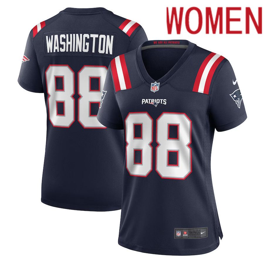 Women New England Patriots 88 Scotty Washington Nike Navy Home Game Player NFL Jersey